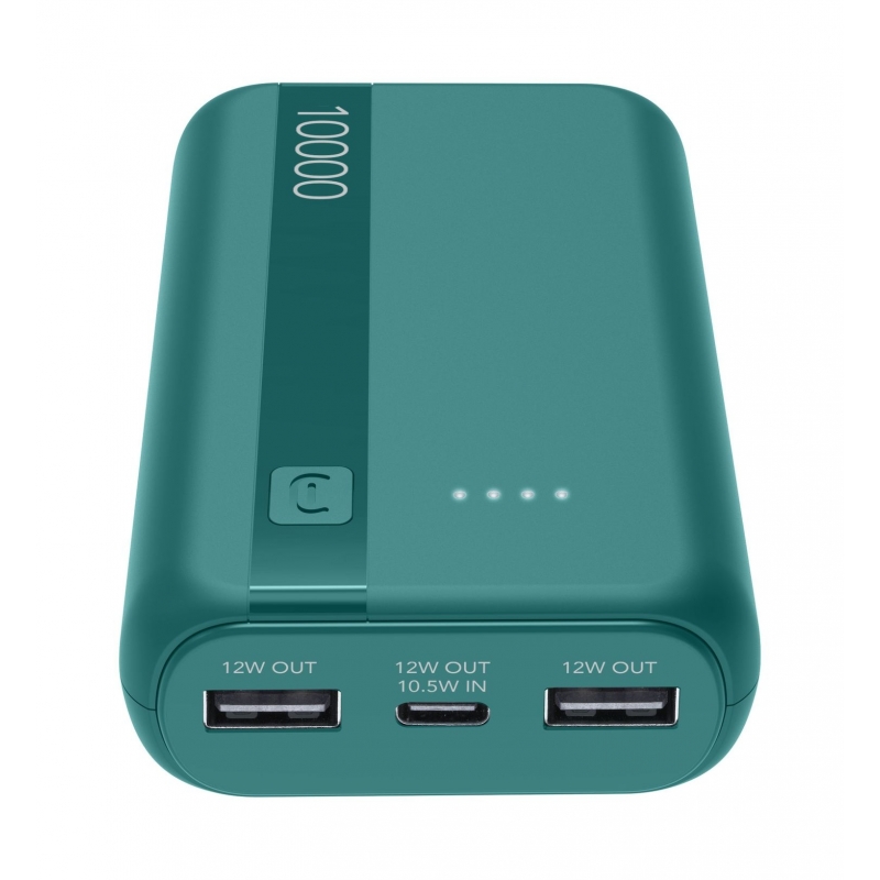 Cellularline Power Bank Essential 10.000 Batterie externe de 10 000 mAh avec batterie lithium-ion, port USB-C in out, deux