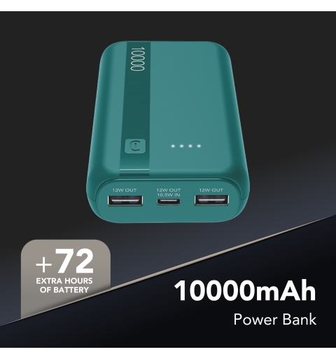 Cellularline Power Bank Essential 10.000 Batterie externe de 10 000 mAh avec batterie lithium-ion, port USB-C in out, deux