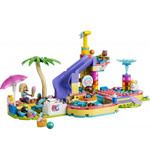 LEGO Friends 42676 Divertente Giornata al Parco Acquatico, Giocattolo con Scivolo, 2 Mini Bamboline e 4 Animali, Regalo da 6+