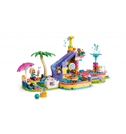 LEGO Friends 42676 Divertente Giornata al Parco Acquatico, Giocattolo con Scivolo, 2 Mini Bamboline e 4 Animali, Regalo da 6+