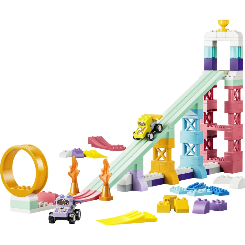 LEGO DUPLO 10478 Rampe Creative 3 in 1 con Veicoli, Giochi Didattici per la Motricità Fine con 2 Auto, Regalo per Bambini 3+