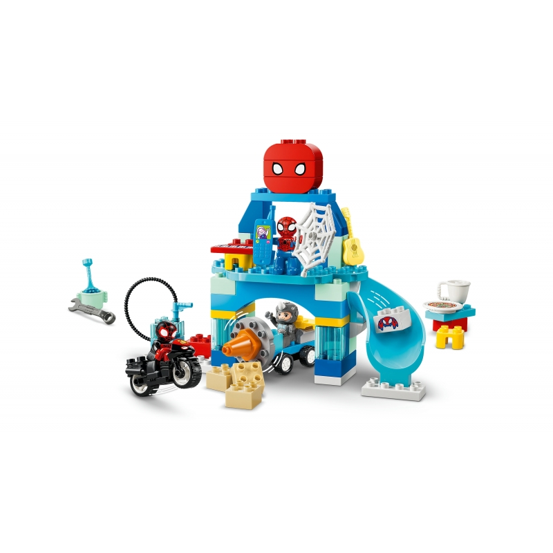 LEGO DUPLO Marvel 10464 Webquarters del Team Spidey, Giocattolo da Supereroi con Moto, 3 Personaggi, Regalo per Bambini da 2+