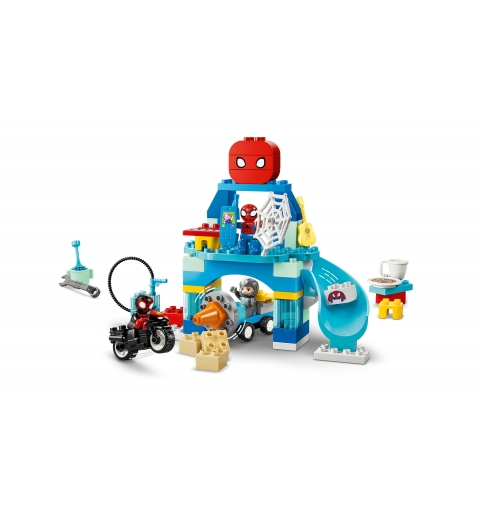 LEGO DUPLO Marvel 10464 Webquarters del Team Spidey, Giocattolo da Supereroi con Moto, 3 Personaggi, Regalo per Bambini da 2+