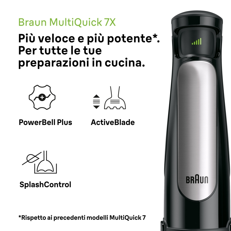 Braun MQ 7087X 1,2 L Frullatore ad immersione 1000 W Nero, Acciaio inox