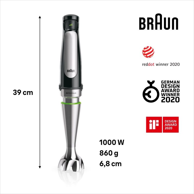 Braun MQ 7087X 1.2 L Immersion blender 1000 W Black, Stainless steel