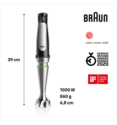 Braun MQ 7087X 1,2 L Mélangeur par immersion 1000 W Noir, Acier inoxydable