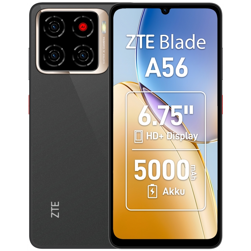ZTE Blade A56 17,1 cm (6.75") Doppia SIM Android 15 4G USB tipo-C 4 GB 64 GB 5000 mAh Nero ZTE Blade A56 17,1 cm (6.75") Doppia SIM Android 15 4G USB tipo-C 4 GB 64 GB 5000 mAh Nero