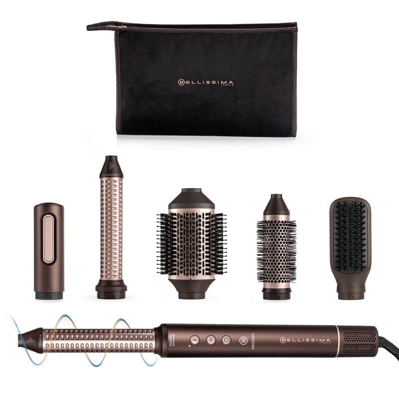 Bellissima Imetec Prodigy | Styler Digitale ad aria calda 6 in 1 - Onde, Ricci, Liscio Volume Senza Danni ai Capelli -
