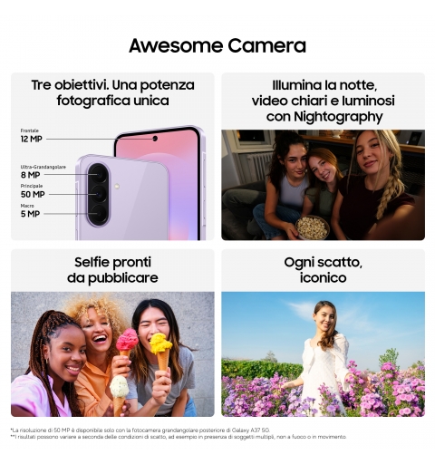 Samsung Galaxy A37 5G 17 cm (6.7") Doppia SIM Android 16.0 USB tipo-C 6 GB 128 GB 5000 mAh Bianco
