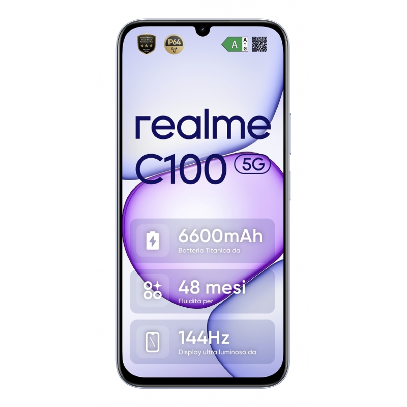 realme C100 5G 17,3 cm (6.8") Doppia SIM Android 16.0 USB tipo-C 4 GB 128 GB 6600 mAh Viola realme C100 5G 17,3 cm (6.8") Doppia SIM Android 16.0 USB tipo-C 4 GB 128 GB 6600 mAh Viola