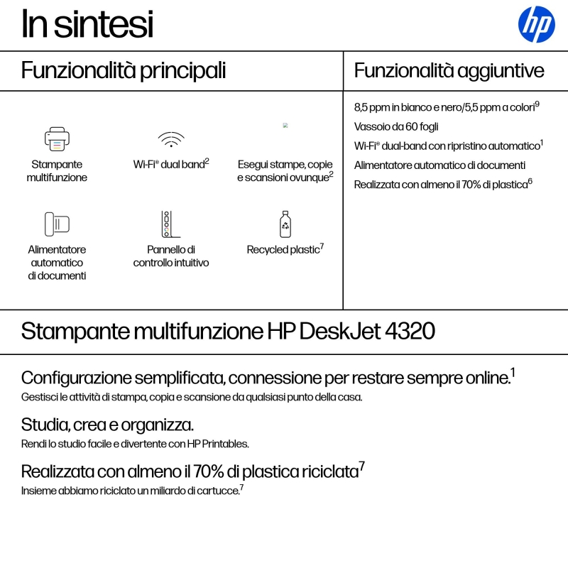 HP DeskJet 4320 Sans fil All-in-One Couleur Imprimante, Instant Ink