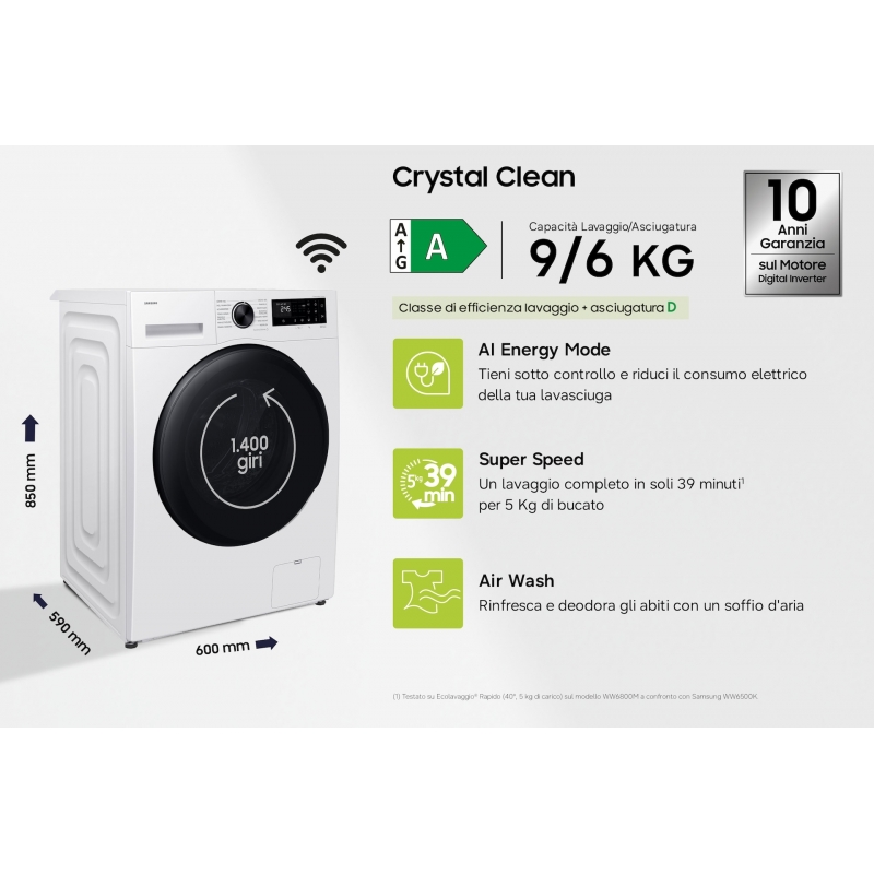 Samsung WD90HG5U34BEET machine à laver avec sèche linge
