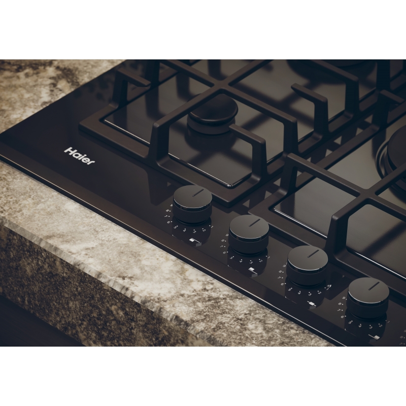 Haier HAVG75TBBP Schwarz Integriert 75 cm Gaskochfeld 4 Zone(n)
