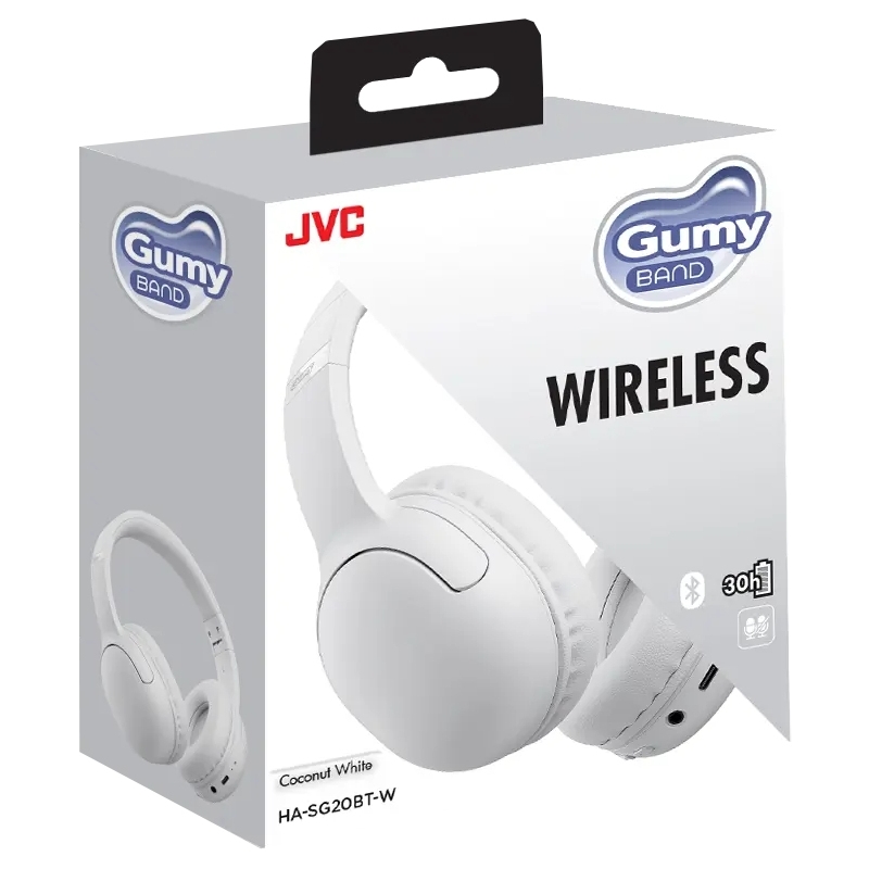 JVC Gumy Headband Headset Wired & Wireless Head-band Calls Music Bluetooth White