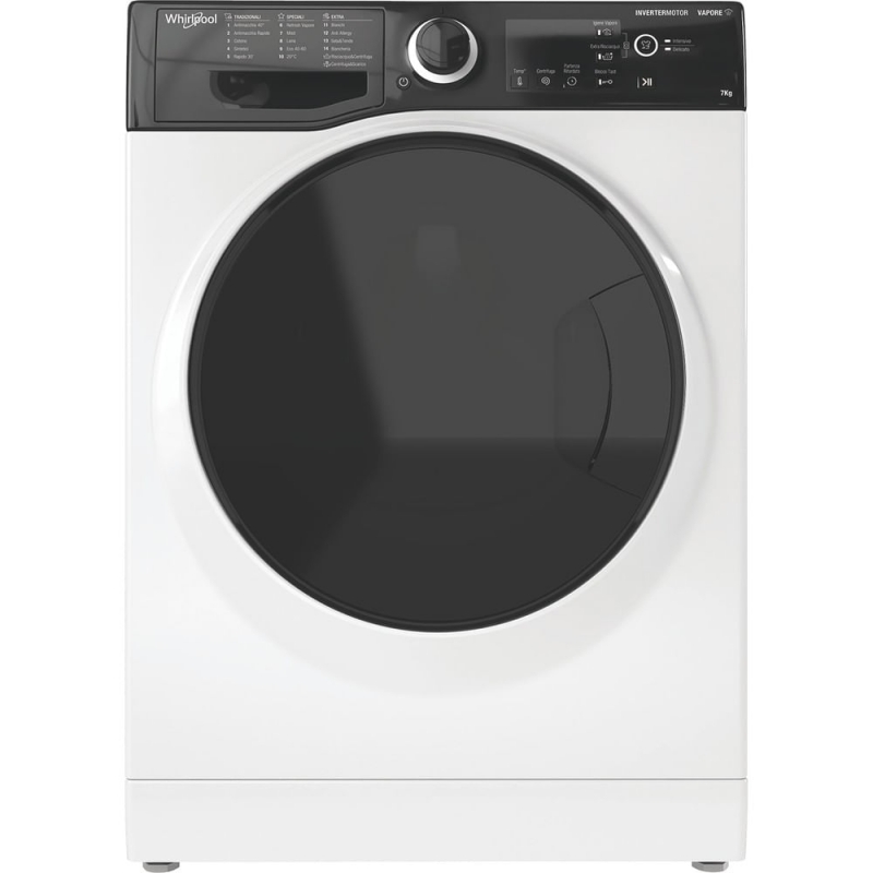 Whirlpool WSB 726 D IT, 7kg, classe A, colore Bianco, Inverter, 1200 giri, Display digitale XL, porta dark screen, Vapore