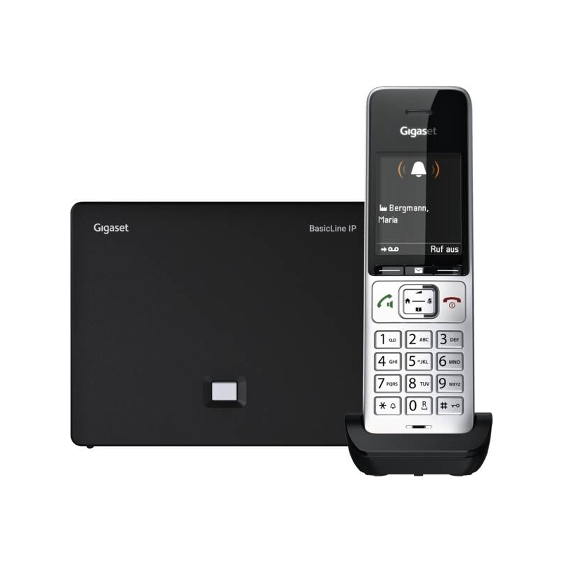 Gigaset BasicLine IP + COMFORT 500HX DECT-Telefon Anrufer-Identifikation Schwarz, Silber