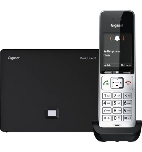 Gigaset BasicLine IP + COMFORT 500HX Téléphone DECT Identification de l'appelant Noir, Argent