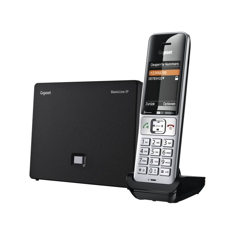 Gigaset BasicLine IP + COMFORT 500HX Téléphone DECT Identification de l'appelant Noir, Argent