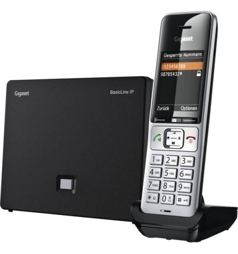 Gigaset BasicLine IP + COMFORT 500HX DECT-Telefon Anrufer-Identifikation Schwarz, Silber