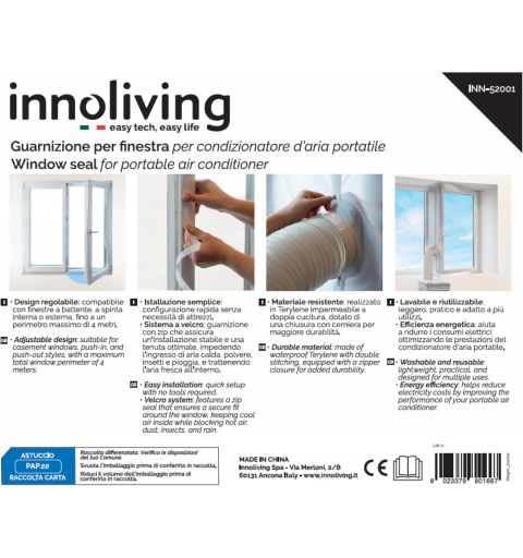 Innoliving INN-52001 Telo Guarnizione Finestra Universale per Condizionatore Portatile