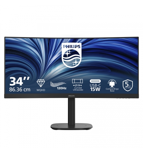 Philips 34B2N3500C 00 Monitor PC 86,4 cm (34") 3440 x 1440 Pixel Wide Quad HD LCD Nero