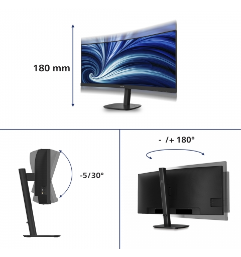 Philips 34B2N3500C 00 écran plat de PC 86,4 cm (34") 3440 x 1440 pixels Wide Quad HD LCD Noir