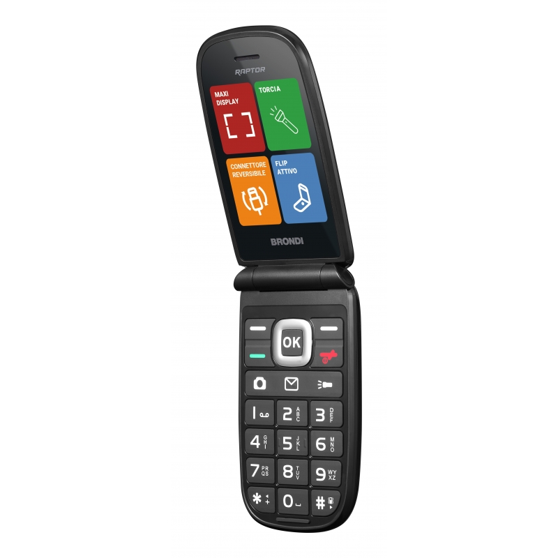 Brondi Raptor 7,11 cm (2.8") 106 g Negro, Metálico Teléfono para personas mayores