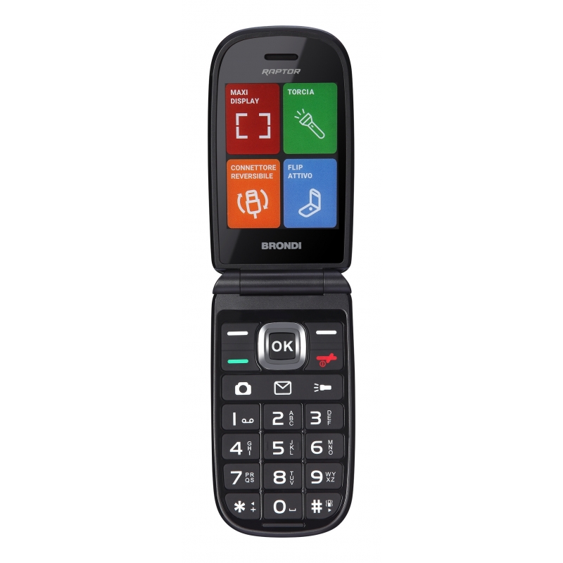 Brondi Raptor 7,11 cm (2.8") 106 g Schwarz, Metallisch Seniorentelefon