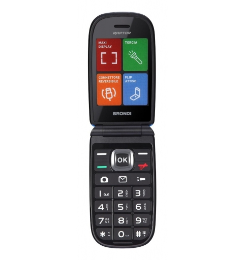 Brondi Raptor 7,11 cm (2.8") 106 g Noir, Bleu Téléphone pour seniors
