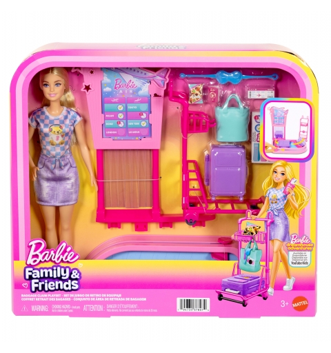 Barbie ‘Malibu’ Travel Doll, Baggage Claim Playset & Accessories