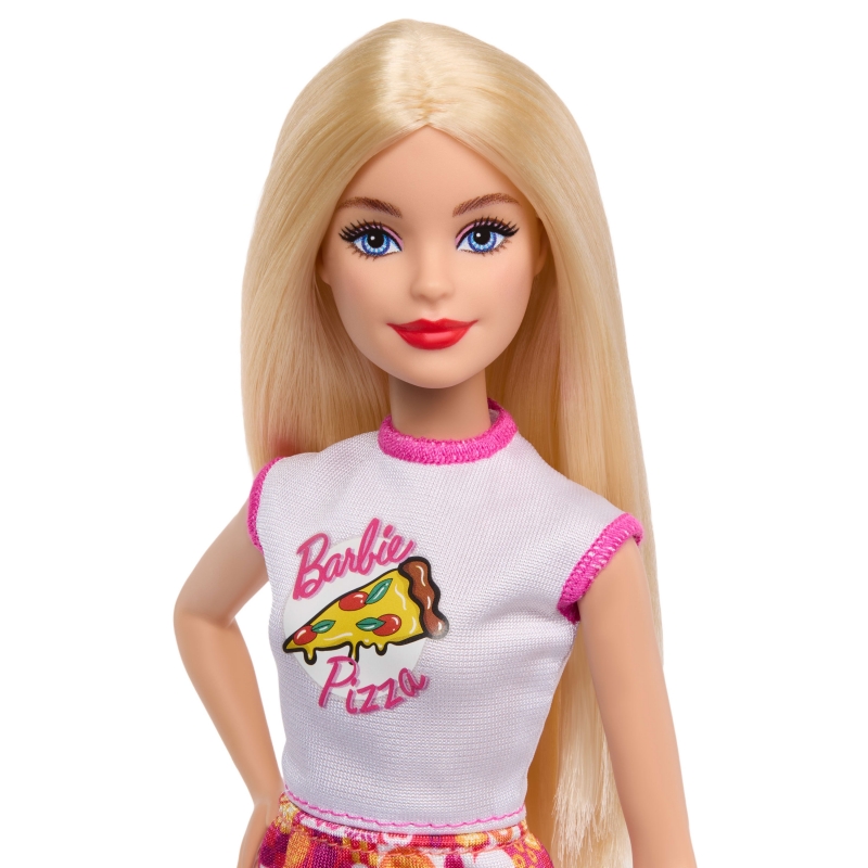 Barbie Pizzeria-Spielset mit blonder Puppe, Pizza-Station, 25 Zubehörteilen
