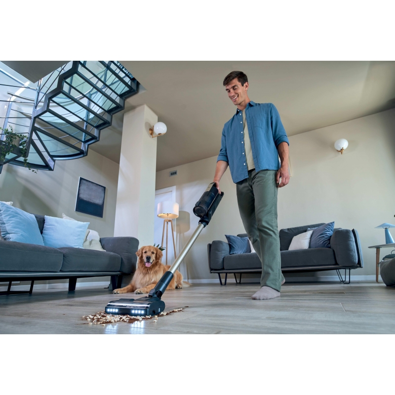 Hoover HF310P 011 Aspiradora escoba 2 en 1 Batería Secar HEPA Sin bolsa 0,7 L 400 W Negro, Metálico 2,5 Ah