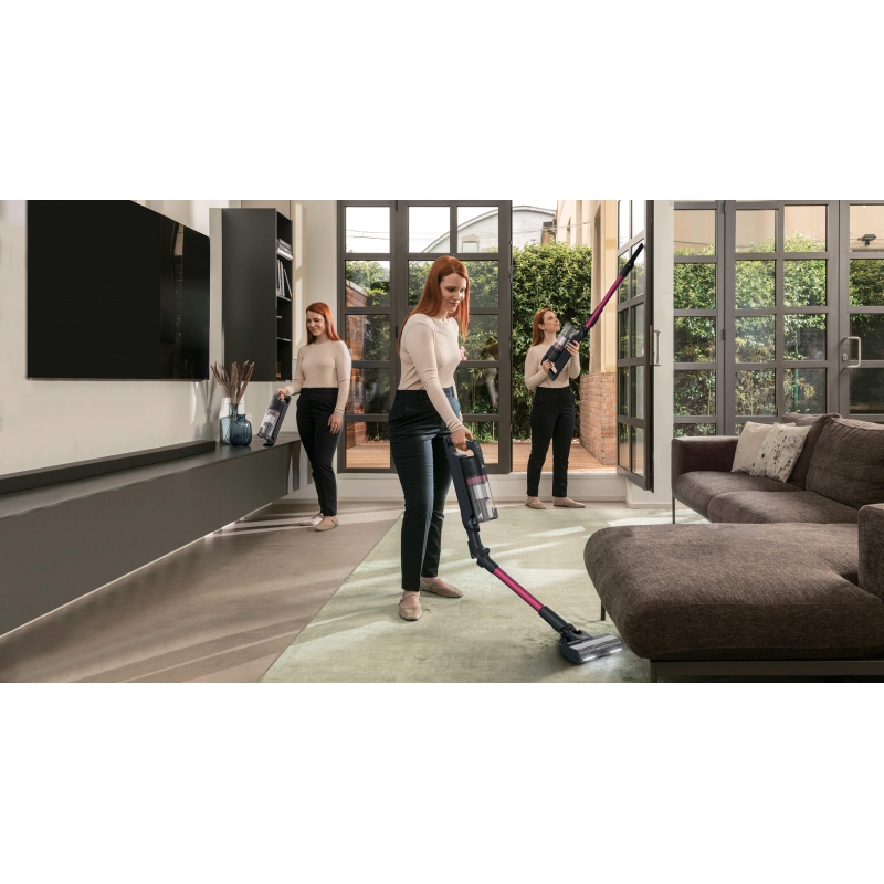 Hoover HF1M10HX 011 Aspirateur-balai 2 en 1 Batterie Sec EPA Sans sac 0,7 L 200 W Magenta, Noir