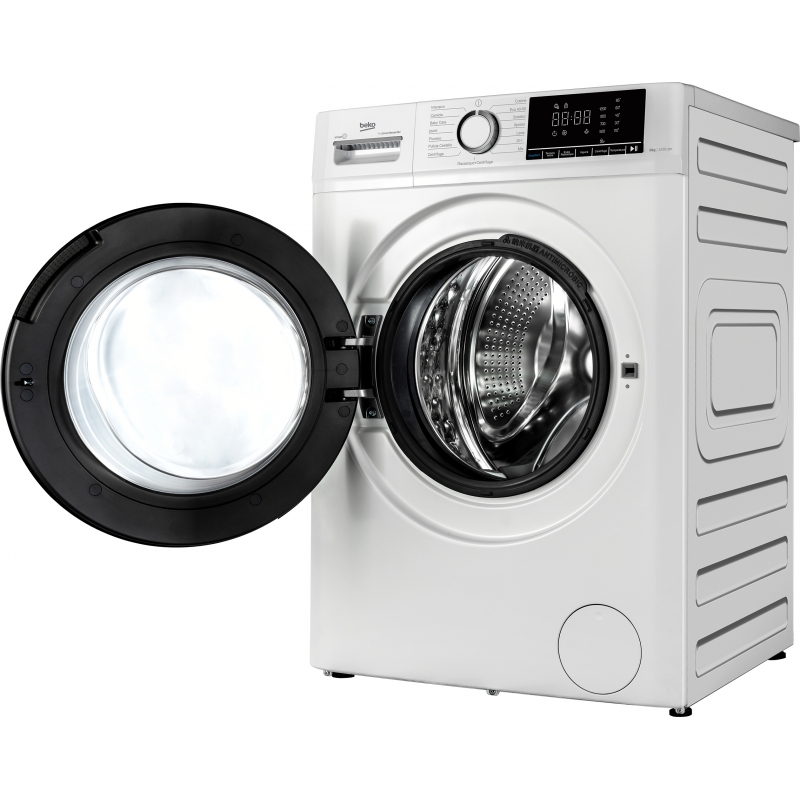 Beko b100 BMX8126DB 8kg classe A bianco, inverter 1200 giri, display XL, oblò nero, vapore