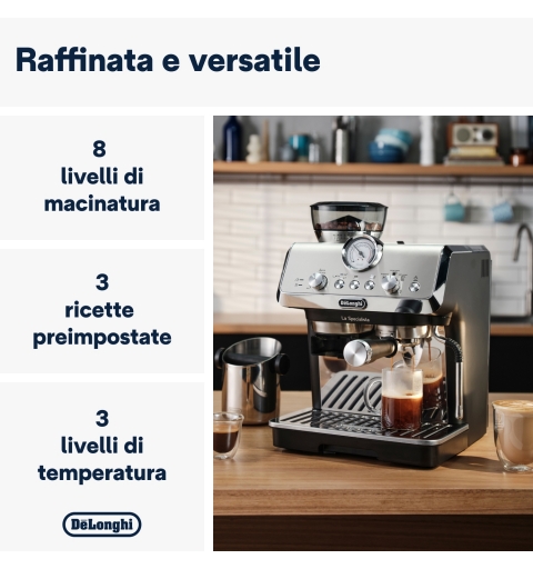 De’Longhi Dedica Arte La Specialista Arte - Macchina per Caffè in chicchi Manuale, Montalatte manuale, 1400W, Metal Black