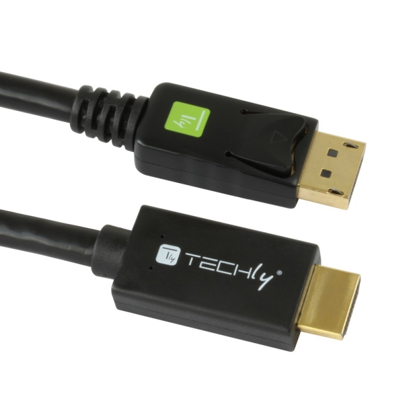 Techly ICOC DSP-H12-030 adaptador de cable de vídeo 3 m DisplayPort HDMI Negro