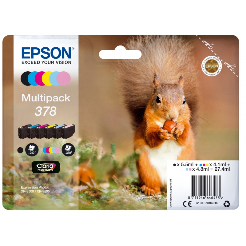 Epson Squirrel Multipack 6-colours 378 Claria Photo HD Ink Epson Squirrel Multipack 6-colours 378 Claria Photo HD Ink