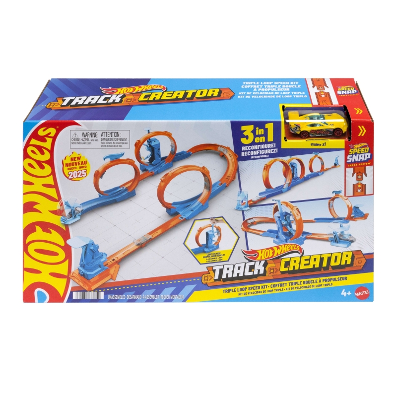 Hot Wheels Track Builder Track Creator Triple Loop Pack & 1 64 Scale Toy Car, Track-Building Set