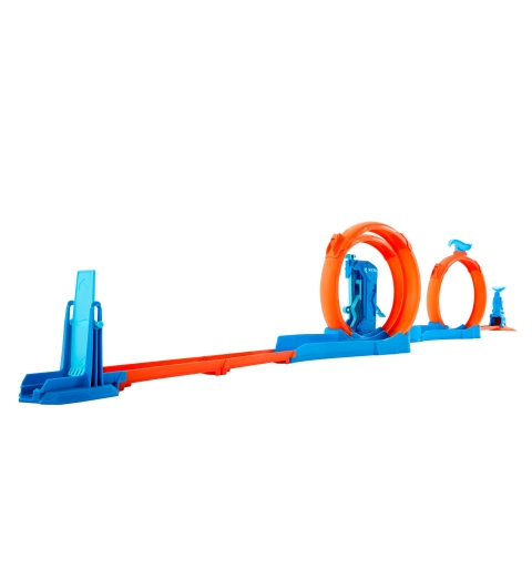 Hot Wheels Track Builder Track Creator Dreifach-Looping-Pack und Spielzeugauto im Maßstab 1 64, Trackbauset