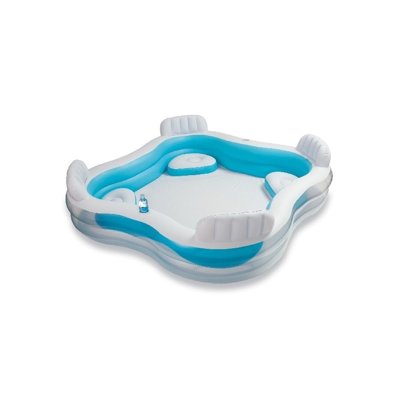 Intex 56475 Aufstellpool Aufblasbarer Pool Quadrat 990 l Blau, Weiß