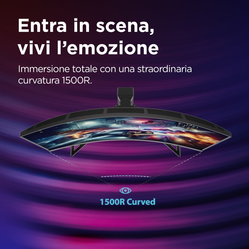 Lenovo Legion R32qc-30 - Monitor Gaming 31.5" VA Curvo 1500R QHD 2560x1440 0 180Hz 0.5ms - Speakers AMD FreeSync + VESA