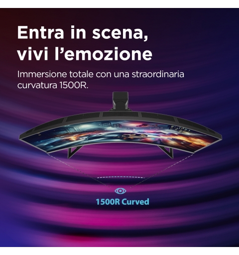 Lenovo Legion R32qc-30 - Monitor Gaming 31.5" VA Curvo 1500R QHD 2560x1440 0 180Hz 0.5ms - Speakers AMD FreeSync + VESA