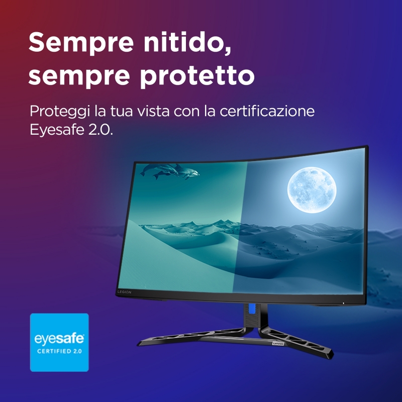 Lenovo Legion R32qc-30 - Monitor Gaming 31.5" VA Curvo 1500R QHD 2560x1440 0 180Hz 0.5ms - Speakers AMD FreeSync + VESA