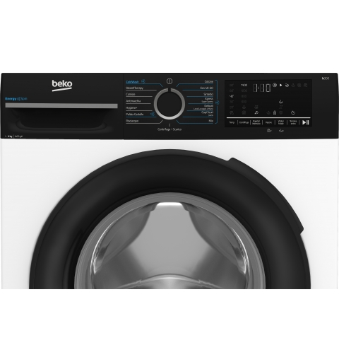 Beko b300 BMWG9149DB machine à laver Charge avant 9 kg 1351 tr min Noir, Blanc