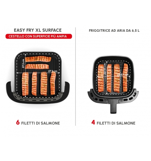 Moulinex Easy Fry XL Surface, Friggitrice ad Aria 1kg, Grande Superficie di Cottura, Doppia Resistenza, Visore per Monitorare