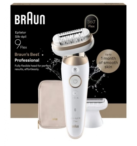 Braun Silk·épil 9 Flex 9-030 3D 40 pinzas Blanco, Oro