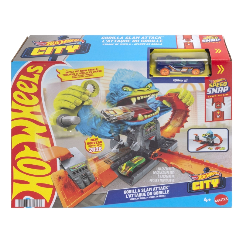 Hot Wheels City -Attaque du gorille-Coffret et voiture, Speed Snap