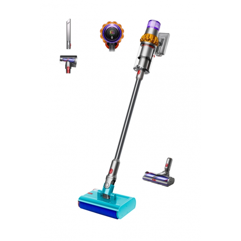 Dyson V15s Detect Submarine Aspiradora escoba 2 en 1 Batería Seca y húmeda Sin bolsa 0,77 L Níquel, Amarillo