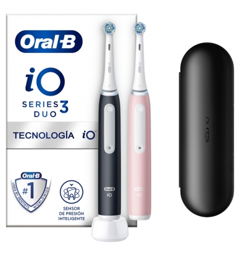 Oral-B iO3 Duo Adulto Spazzolino a vibrazione Nero, Rosa, Bianco