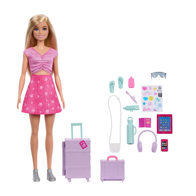 Barbie Family & Friends Limitless Adventure ‘Malibu’ Fashion Doll with 10+ Travel-Themed Accessories